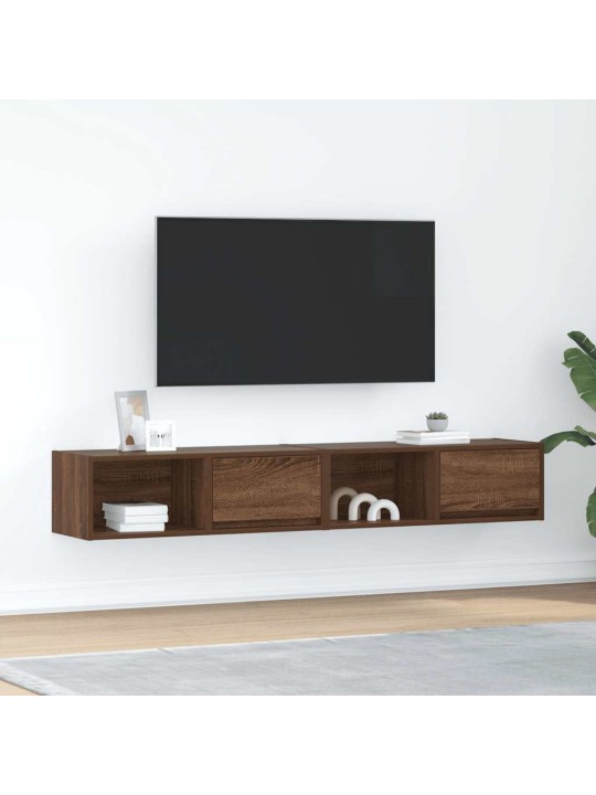 Tv-seinäkaapit 2 kpl ruskea tammi 80x31x25,5 cm tekninen puu