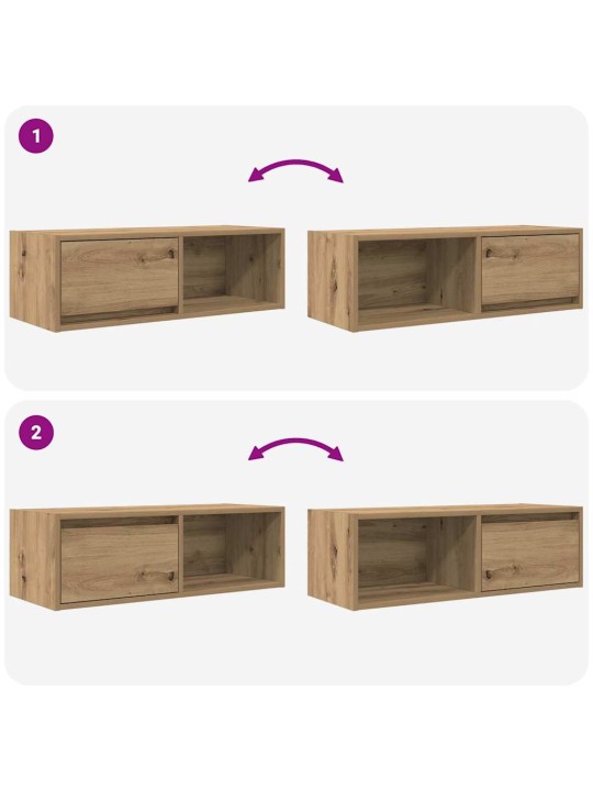 Tv-seinäkaapit 2 kpl 80x31x25,5 cm tekninen puu