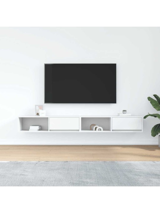 Tv-seinäkaapit 2 kpl valkoinen 100x31x25,5 cm tekninen puu