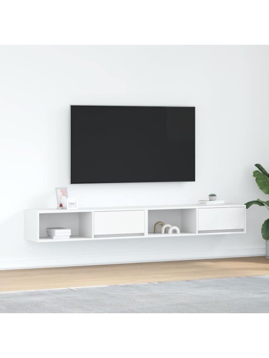 Tv-seinäkaapit 2 kpl valkoinen 100x31x25,5 cm tekninen puu