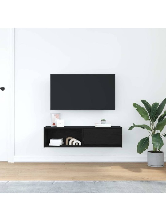 Tv-taso musta tammi 100x31x25,5 cm tekninen puu
