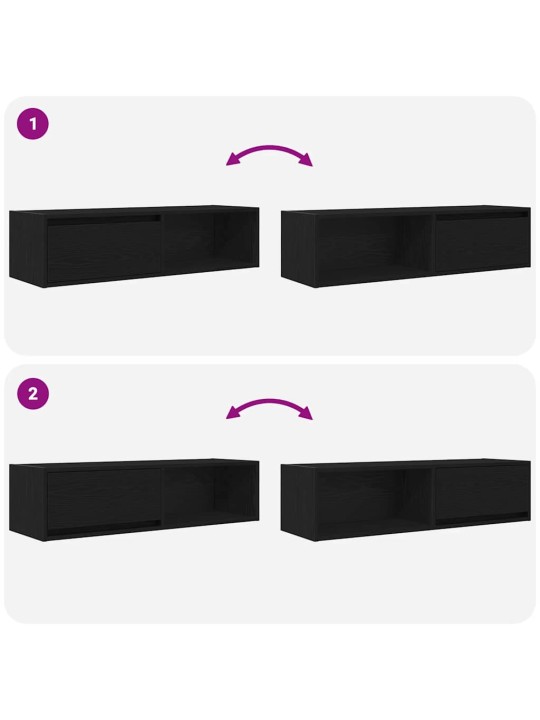 Tv-taso musta tammi 100x31x25,5 cm tekninen puu