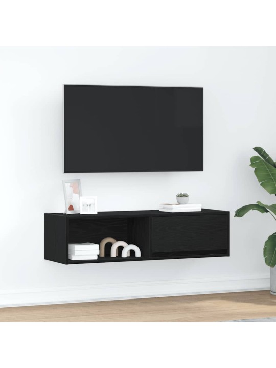 Tv-taso musta tammi 100x31x25,5 cm tekninen puu