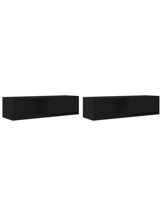 Tv-tasot 2 kpl musta tammi 100x31x25,5 cm tekninen puu