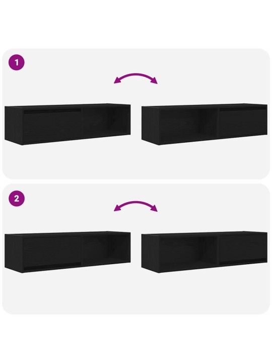 Tv-tasot 2 kpl musta tammi 100x31x25,5 cm tekninen puu
