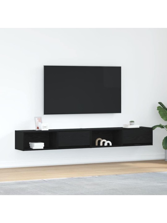 Tv-tasot 2 kpl musta tammi 100x31x25,5 cm tekninen puu