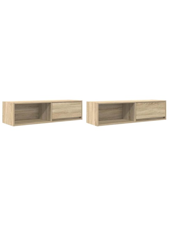 Tv-seinäkaapit 2 kpl sonoma-tammi 100x31x25,5 cm tekninen puu