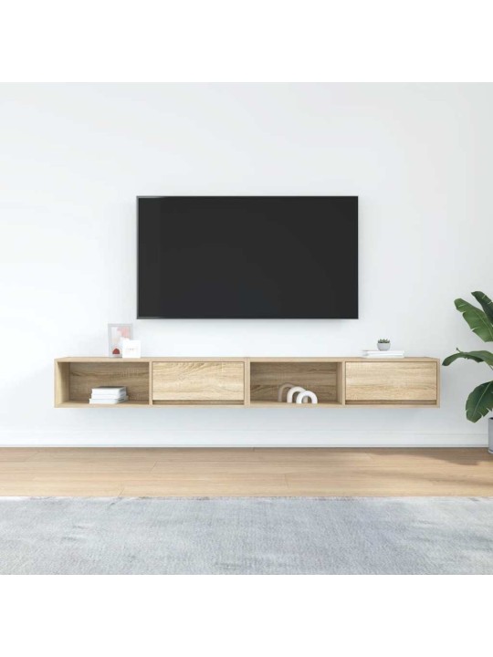 Tv-seinäkaapit 2 kpl sonoma-tammi 100x31x25,5 cm tekninen puu