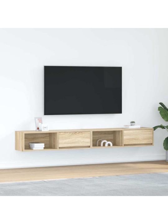 Tv-seinäkaapit 2 kpl sonoma-tammi 100x31x25,5 cm tekninen puu