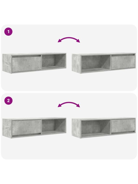 Tv-taso betoninharmaa 100x31x25,5 cm tekninen puu