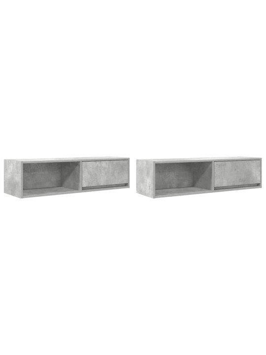 Tv-seinäkaapit 2 kpl betoninharmaa 100x31x25,5 cm tekninen puu