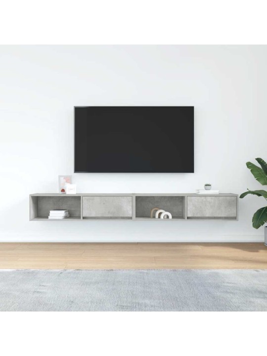 Tv-seinäkaapit 2 kpl betoninharmaa 100x31x25,5 cm tekninen puu