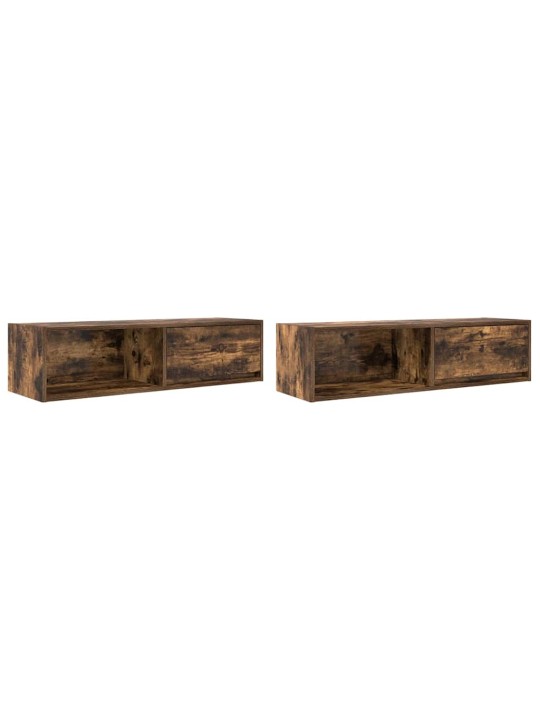 Tv-seinäkaappi 2 kpl savutammi 100x31x25,5 cm tekninen puu
