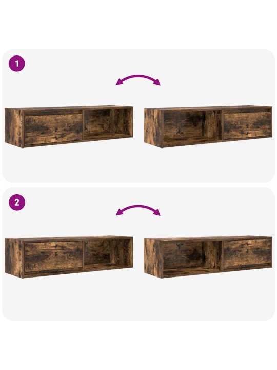 Tv-seinäkaappi 2 kpl savutammi 100x31x25,5 cm tekninen puu