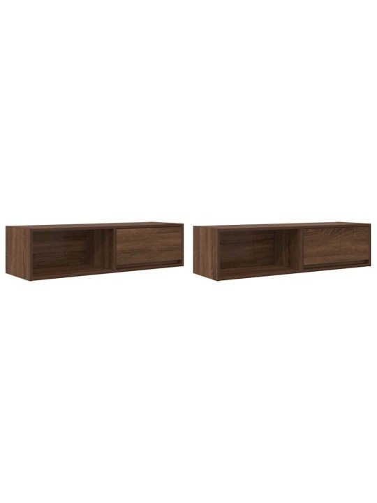 Tv-seinäkaapit 2 kpl ruskea tammi 100x31x25,5 cm tekninen puu