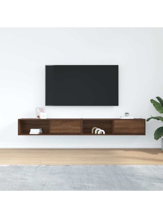 Tv-seinäkaapit 2 kpl ruskea tammi 100x31x25,5 cm tekninen puu