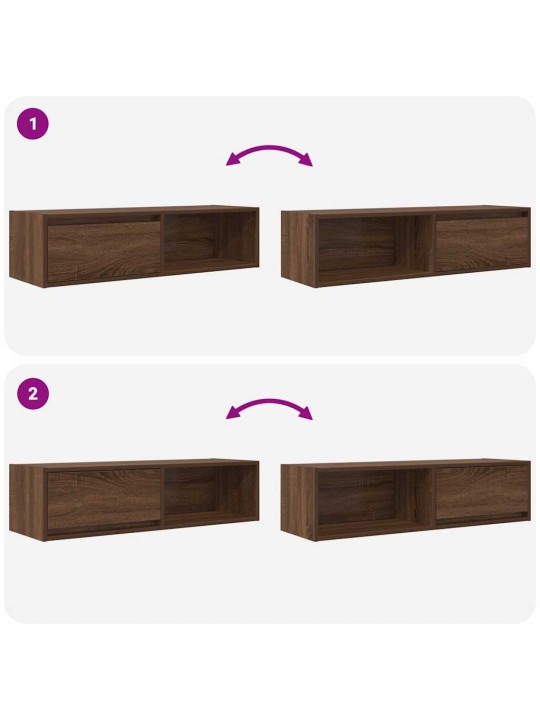 Tv-seinäkaapit 2 kpl ruskea tammi 100x31x25,5 cm tekninen puu