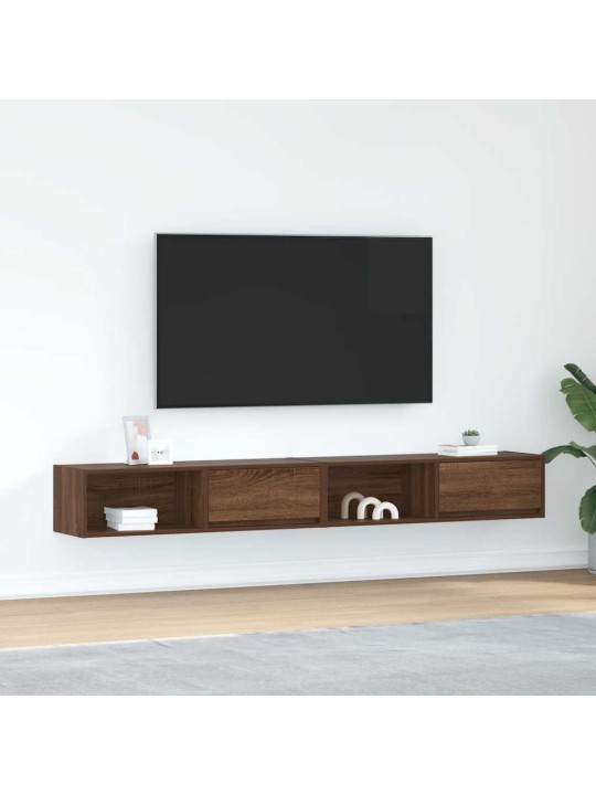 Tv-seinäkaapit 2 kpl ruskea tammi 100x31x25,5 cm tekninen puu