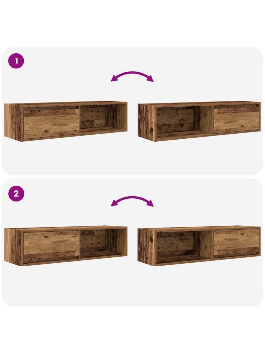 Tv kaapit 2 kpl vanha puu 100x31x25,5 cm suunniteltu puu