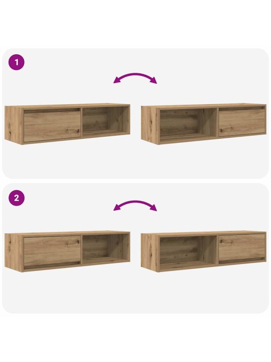 Tv-seinäkaapit 2 kpl 100x31x25,5 cm tekninen puu