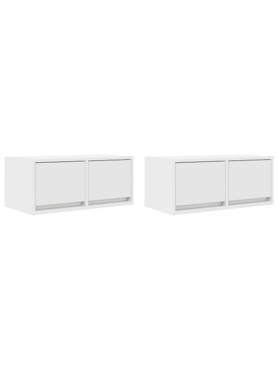 Tv-seinäkaapit 2 kpl valkoinen 60x31x25,5 cm tekninen puu