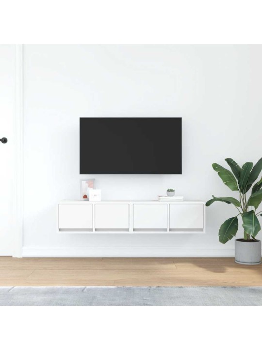 Tv-seinäkaapit 2 kpl valkoinen 60x31x25,5 cm tekninen puu