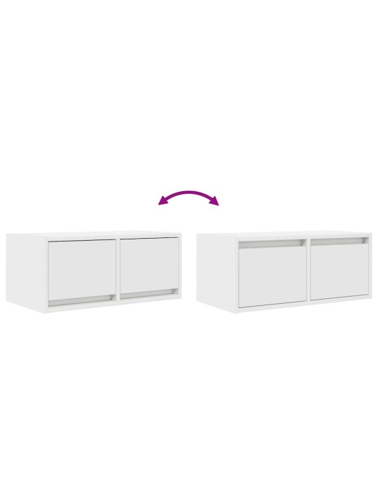 Tv-seinäkaapit 2 kpl valkoinen 60x31x25,5 cm tekninen puu