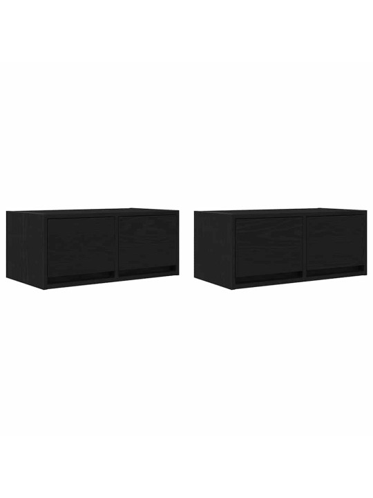 Tv-tasot 2 kpl musta tammi 60x31x25,5 cm tekninen puu