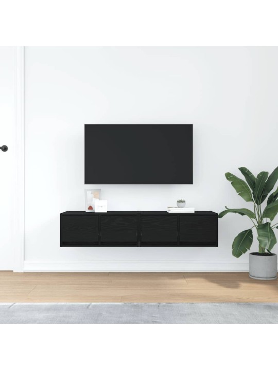 Tv-tasot 2 kpl musta tammi 60x31x25,5 cm tekninen puu