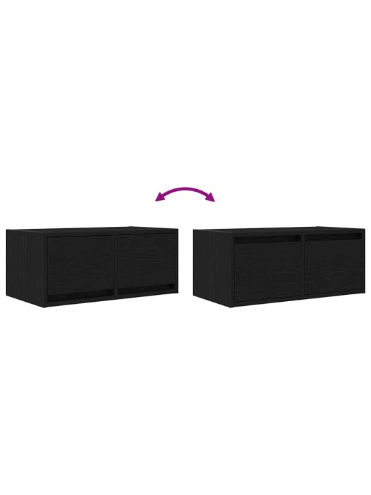 Tv-tasot 2 kpl musta tammi 60x31x25,5 cm tekninen puu