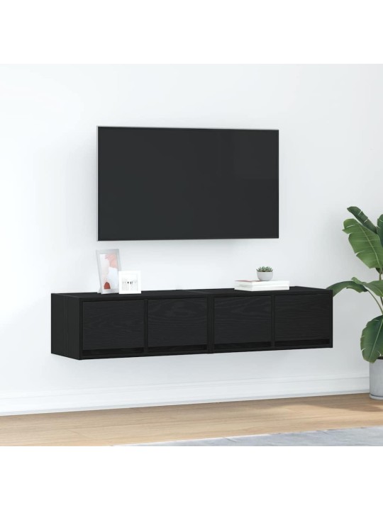 Tv-tasot 2 kpl musta tammi 60x31x25,5 cm tekninen puu