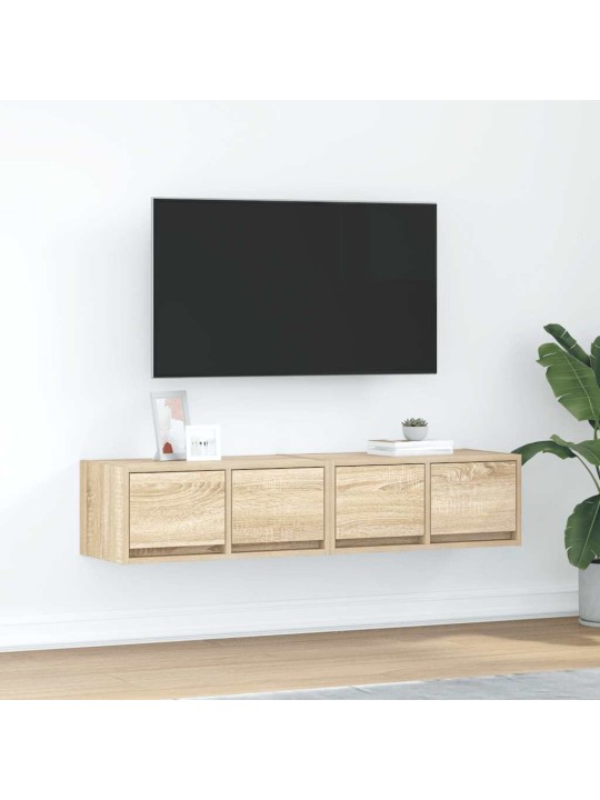 Tv-seinäkaapit 2 kpl sonoma-tammi 60x31x25,5 cm tekninen puu