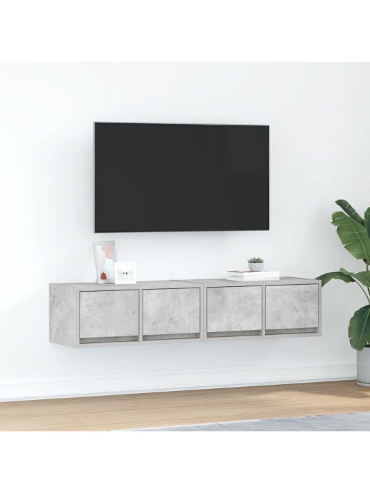 Tv-seinäkaapit 2 kpl betoninharmaa 60x31x25,5 cm tekninen puu