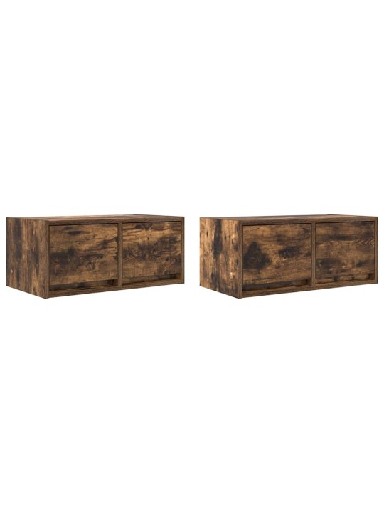 Tv-seinäkaappi 2 kpl savutammi 60x31x25,5 cm tekninen puu