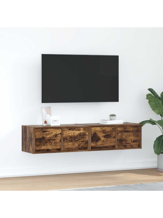 Tv-seinäkaappi 2 kpl savutammi 60x31x25,5 cm tekninen puu