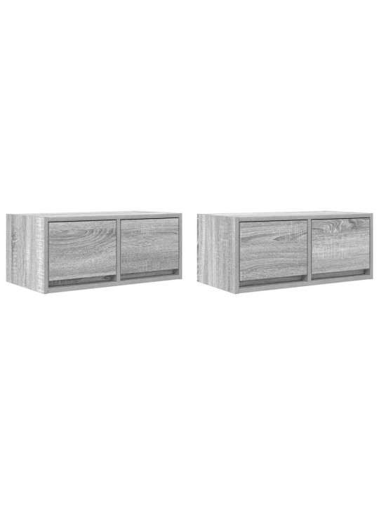 Tv-seinäkaapit 2 kpl harmaa sonoma 60x31x25,5 cm tekninen puu