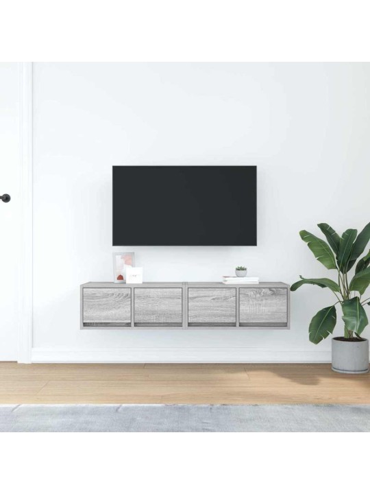 Tv-seinäkaapit 2 kpl harmaa sonoma 60x31x25,5 cm tekninen puu