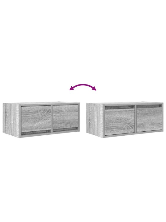 Tv-seinäkaapit 2 kpl harmaa sonoma 60x31x25,5 cm tekninen puu