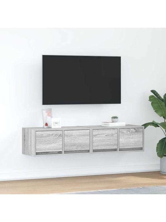Tv-seinäkaapit 2 kpl harmaa sonoma 60x31x25,5 cm tekninen puu