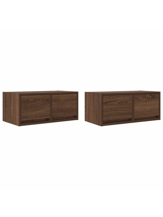 Tv-seinäkaapit 2 kpl ruskea tammi 60x31x25,5 cm tekninen puu