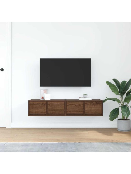 Tv-seinäkaapit 2 kpl ruskea tammi 60x31x25,5 cm tekninen puu
