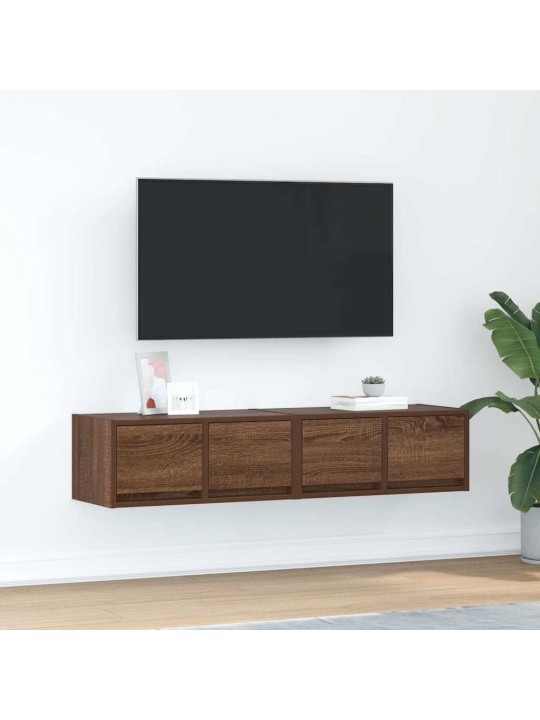 Tv-seinäkaapit 2 kpl ruskea tammi 60x31x25,5 cm tekninen puu