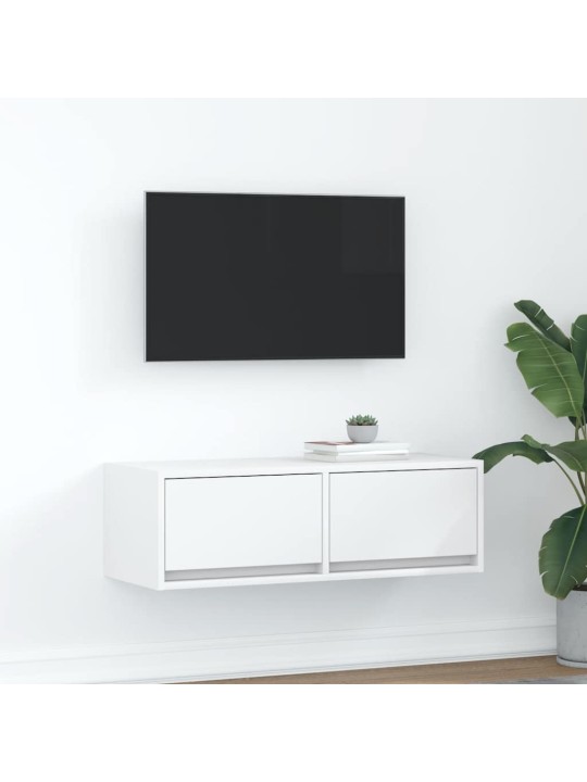 Tv-taso valkoinen 80x31x25,5 cm tekninen puu