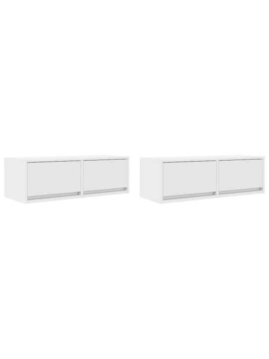 Tv-seinäkaapit 2 kpl valkoinen 80x31x25,5 cm tekninen puu
