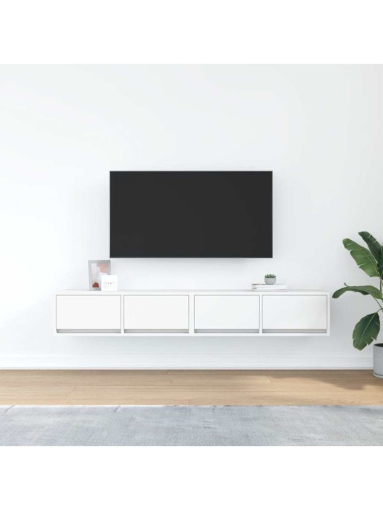 Tv-seinäkaapit 2 kpl valkoinen 80x31x25,5 cm tekninen puu