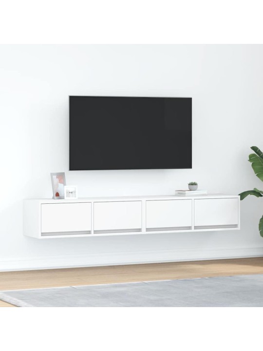 Tv-seinäkaapit 2 kpl valkoinen 80x31x25,5 cm tekninen puu