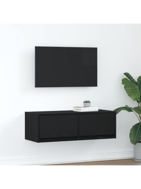 Tv-taso musta tammi 80x31x25,5 cm tekninen puu