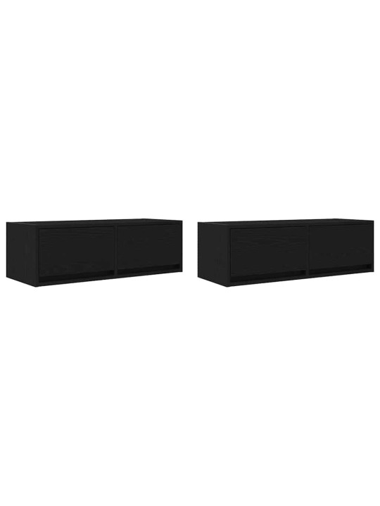 Tv-tasot 2 kpl musta tammi 80x31x25,5 cm tekninen puu