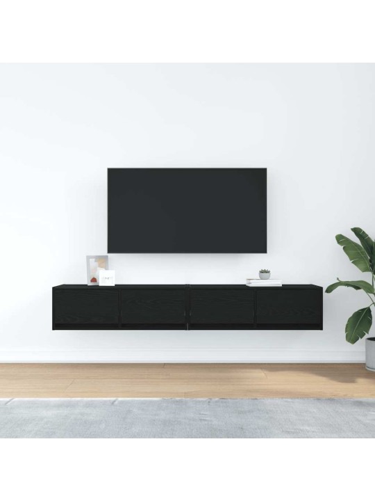 Tv-tasot 2 kpl musta tammi 80x31x25,5 cm tekninen puu