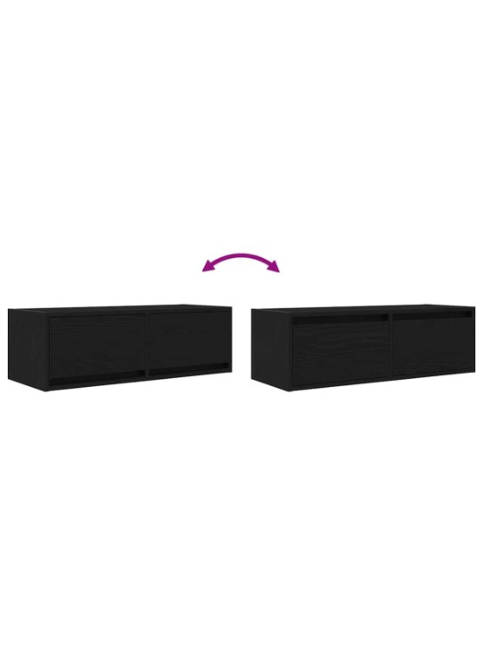 Tv-tasot 2 kpl musta tammi 80x31x25,5 cm tekninen puu